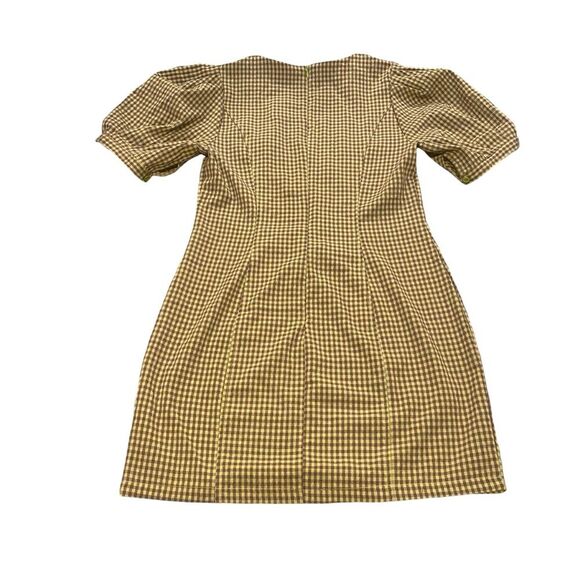 Nasty Gal Size 8 Puff‎ Sleeve Gingham Print Fitted Mini Dress Green Cottagecore - Picture 5 of 9